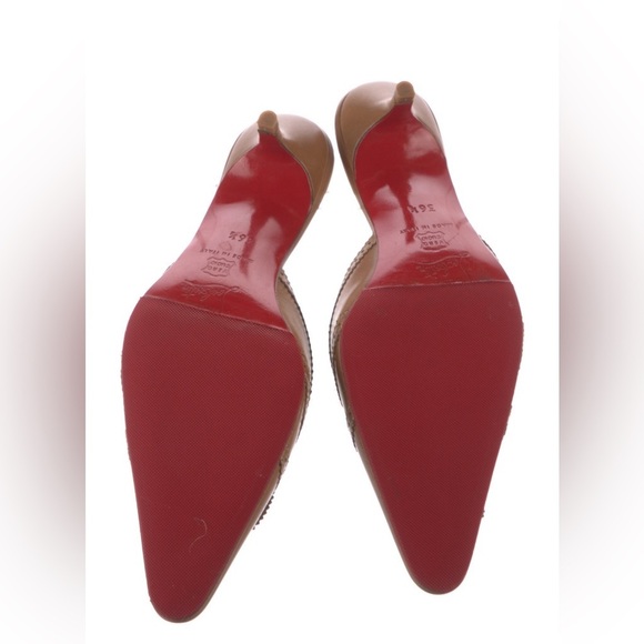 Vintage Christian Louboutin Kitten Heels Mules Leather Tassel 36.5 Pointed Toe - Picture 4 of 5